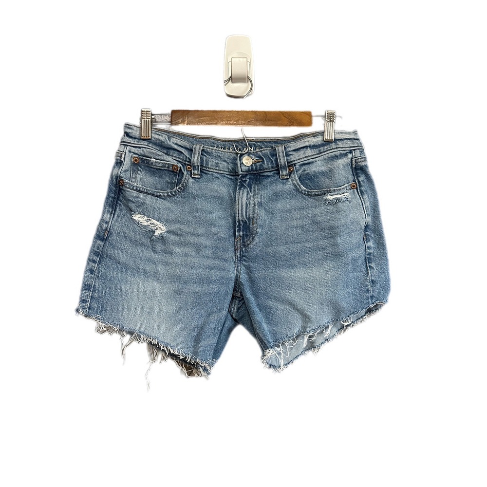 American Eagle Outfitters Womens Denim‎ Shorts Size 8 Distressed Raw Hem Blue